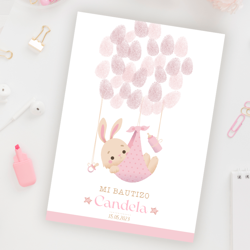 Árbol huellas Bautizo Conejita