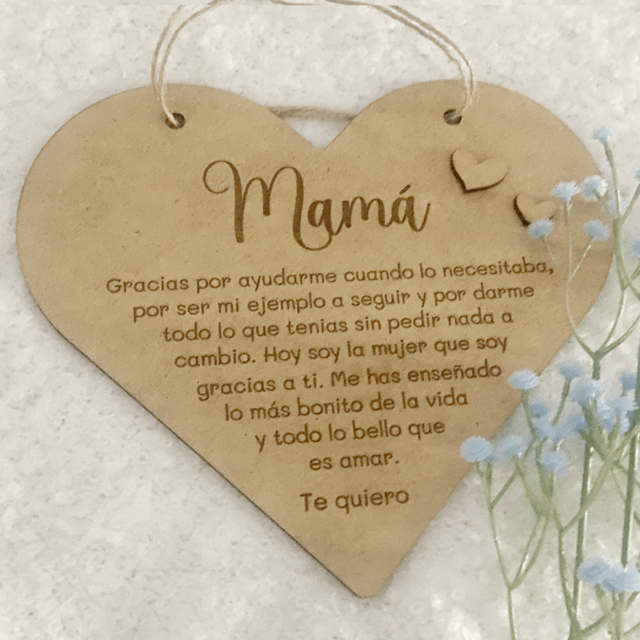 Corazón madera Mamá